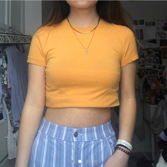 SOLD mustard yellow fitted crewneck baby tee - Picture 2 of 4